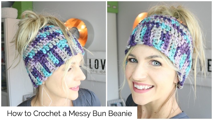 How to Crochet a Messy Bun Beanie