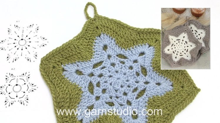 How to crochet the pot holders in DROPS Extra 0-1339