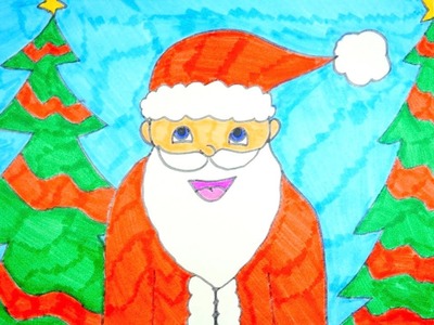 How To Draw Santa Claus | Kids Christmas Coloring Video