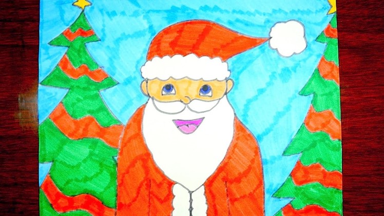 How To Draw Santa Claus | Kids Christmas Coloring Video