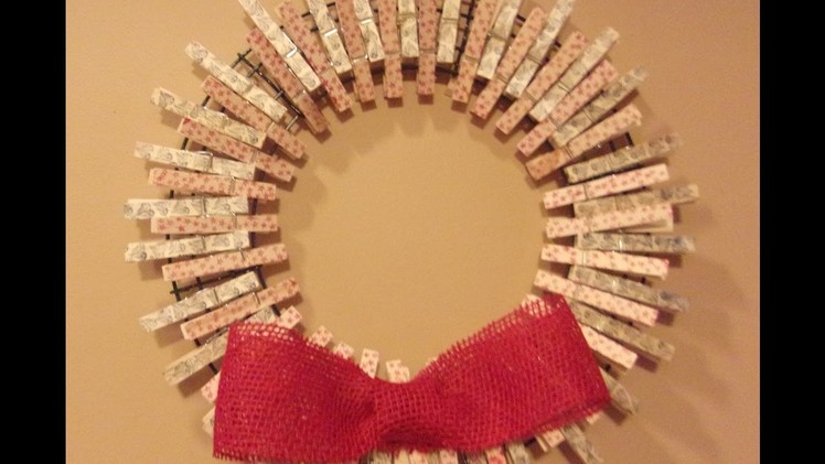 How to make a Clothespin Wreath Decorated with Peg Stamps, Inexpensive and  Cute!