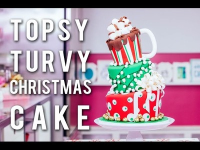How To Make A TOPSY TURVY CHRISTMAS CAKE! Festive Funfetti With CHOCOLATE Buttercream & Ganache!
