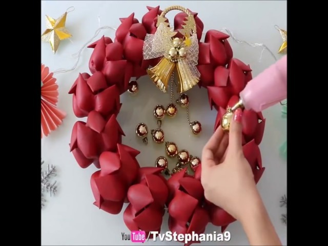 How to make an amazing Christmas door wreath made from plastic bottles for marry Christmas 2016