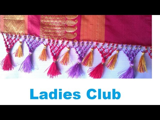 How to make Double Color Saree Kuchu. Tassels using Silk Thread and Beads | Tutorial !!