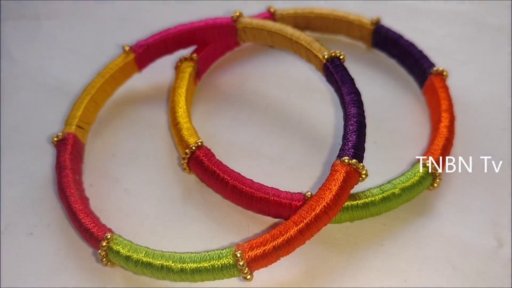How to make multi colour silk thread bangles | multi color silk thread bangle, MultiColoured bangles