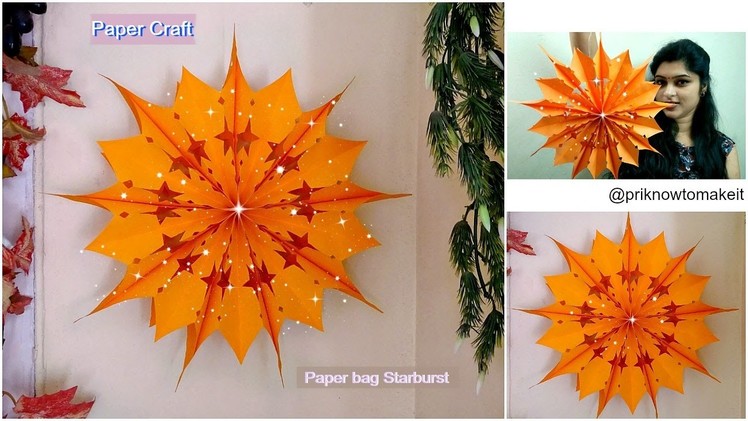 How to make paper bag star || Christmas decoration idea || paper bag starburst