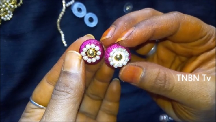 How to make silk thread stud earrings | silk thread jhumkas tutorial, silk thread earrings making