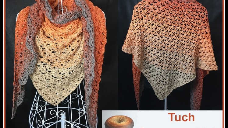 Triangle Shawl SUNSET crochet with 1 BOBBEL Woolly Hugs - Veronika Hug