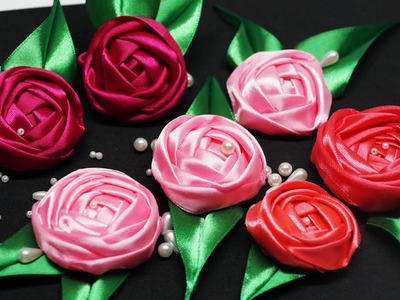 DIY crafts Flower making. How to make satin ribbon roses. DIY ribbon flowers tutorial. Julia DIY