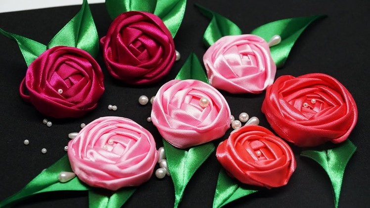 DIY crafts Flower making. How to make satin ribbon roses. DIY ribbon flowers tutorial. Julia DIY