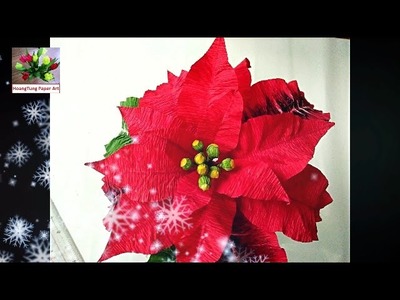 DIY   How to make Paper flower - Poinsettia