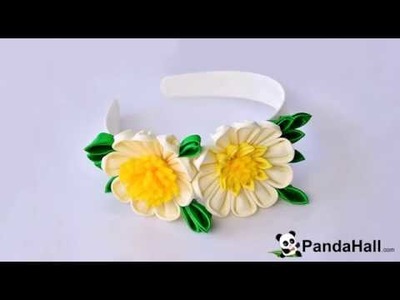 Pandahall Tutorial   How to Make a Yellow Ribbon Flower Headband for Girls