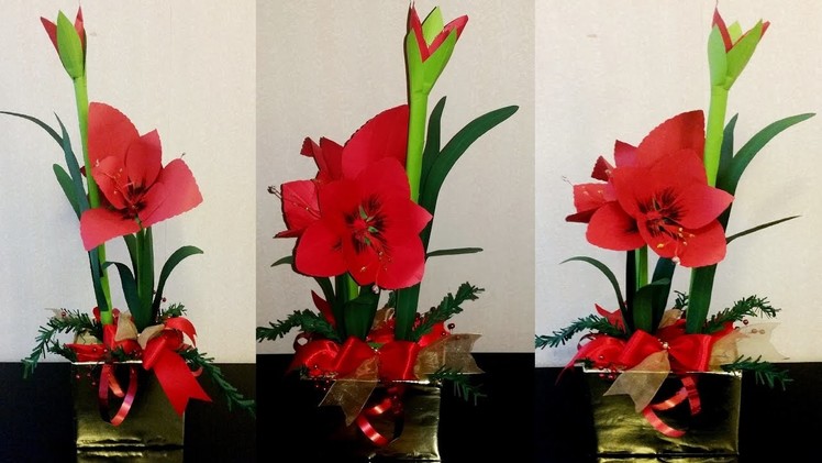 Paper Amaryllis Flower : Paper flower : Christmas paper flower