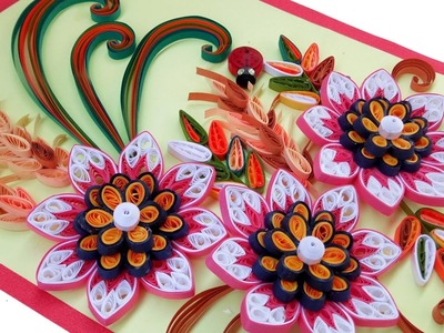 ☑️paper quilling card ❤Beautiful Quilling 3D flower quilling greeting cards 