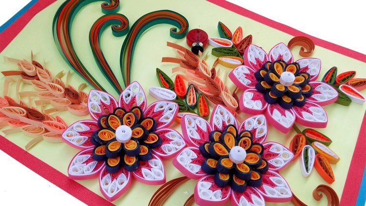 ☑️paper quilling card ❤Beautiful Quilling 3D flower quilling greeting cards 