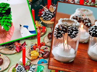 10 DIY Christmas Decoration Ideas 2017.  Recycling pine cones