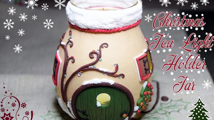 Christmas Tea Light Holder Jar Tutorial-Big Collaboration Video-Polymer Clay