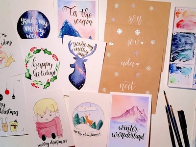 DIY christmas cards with watercolors