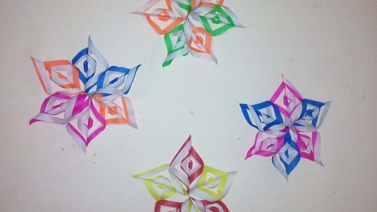 How to make snowflake paper flower for Diwali, Christmas and independence day