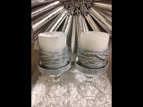 Rhinestone Decor Candle Holder (for weddings, sweet 16's & Quinceaneras) diy
