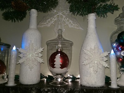 A quick Christmas. Winter Craft Using Wine Bottles And Dollar Tree Items