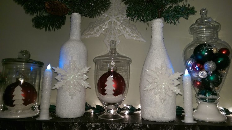 A quick Christmas. Winter Craft Using Wine Bottles And Dollar Tree Items