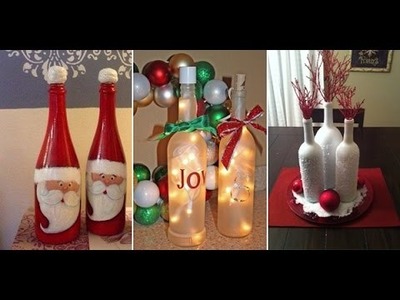 Christmas Wine Bottle Decor. Crafts with empty wine bottles!