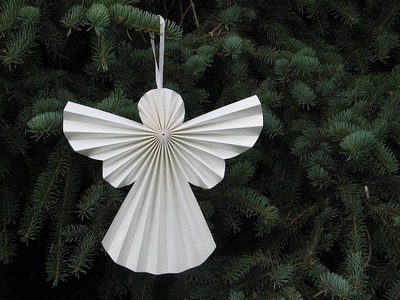 DIY ACCORDION 3D PAPER ANGEL, Christmas craft for kids. Christmas paper Angel, 1 PAPER ONLY