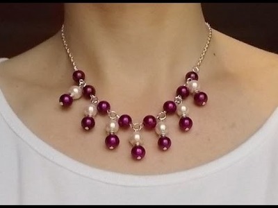 DIY Jewelry Making - How to Make an Easy & Beautiful Chain Beading Necklace + Tutorial .