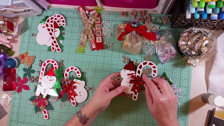 DIY Ornaments (Ribbon Angel & Scrabble Tile) and gift tags with Sizzix dies