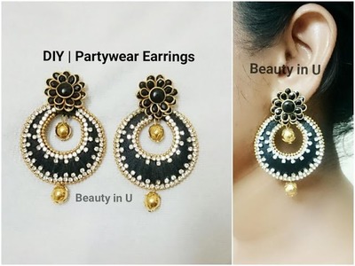 DIY | Partywear Chandbali Silk Thread Earrings | Tutorial