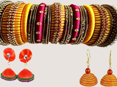 Fancy Silk Thread Earrings & Bangles Pictures Show | Learning Tutorials | DIY Handmade Bangles |