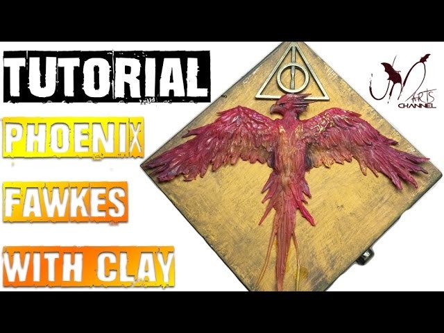 Harry Potter DIY - Tutorial - How to make Fawkes with Clay - Wood Box - deathly allows golden snitch
