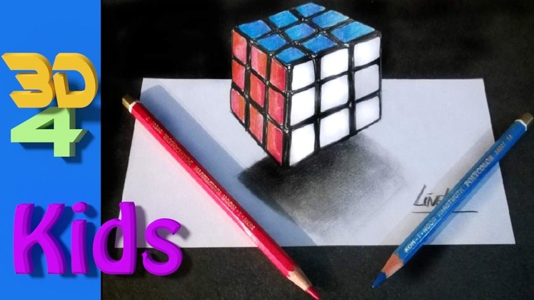 How to draw a 3D Rubik Cube step for step. #26