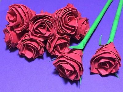 How to make  Beautiful paper rose origami easy.paper rose.craft paper flowers roses diy (part 1)