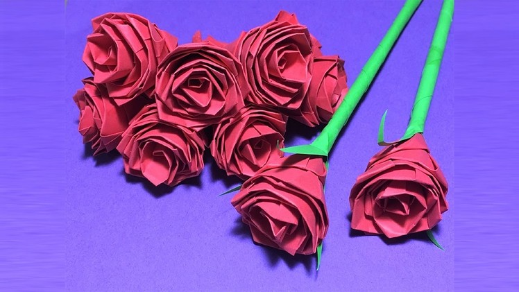 How to make  Beautiful paper rose origami easy.paper rose.craft paper flowers roses diy (part 1)