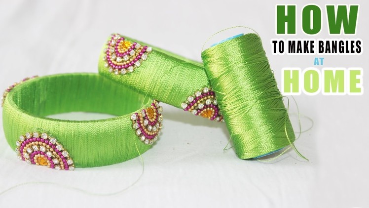 How to make  Silk Thread Bangles || Kundhan Work || Bangles at Home Diy