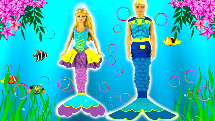 Play Doh Mermaid Princess Barbie and Ken dolls Play Doh Fashion Craft and Toys Inspired Costumes