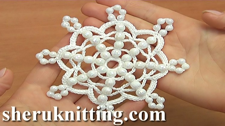 Crochet Beaded Snowflake How to Tutorial 36
