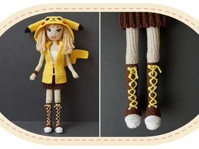 Девушка Пикачу крючком, часть 11 (Кеды). Crochet Pikachu girl, part 11 (Shoes)