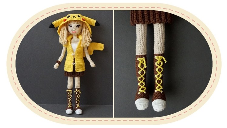 Девушка Пикачу крючком, часть 11 (Кеды). Crochet Pikachu girl, part 11 (Shoes)
