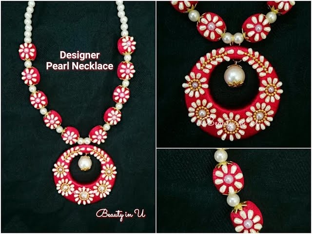 DIY | Designer Silk Thread Necklace using pearls | Tutorial