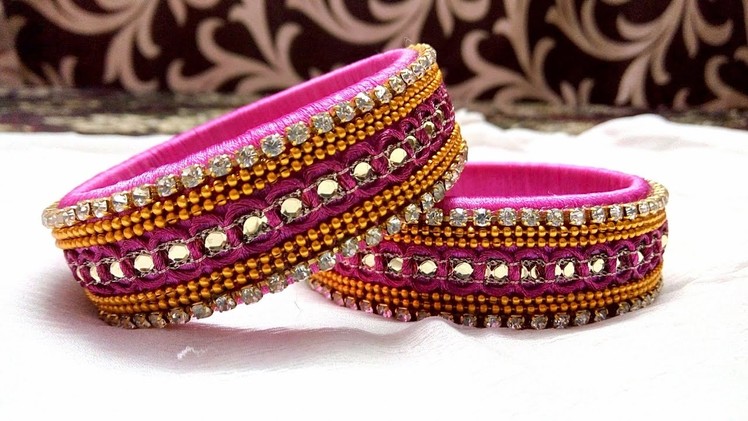 DIY Designer Silk Thread Lace Bangle: Turn your ordinary bangle into designer bangle at home