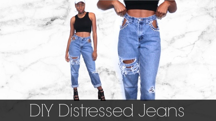 DIY Distressed Ripped Jeans