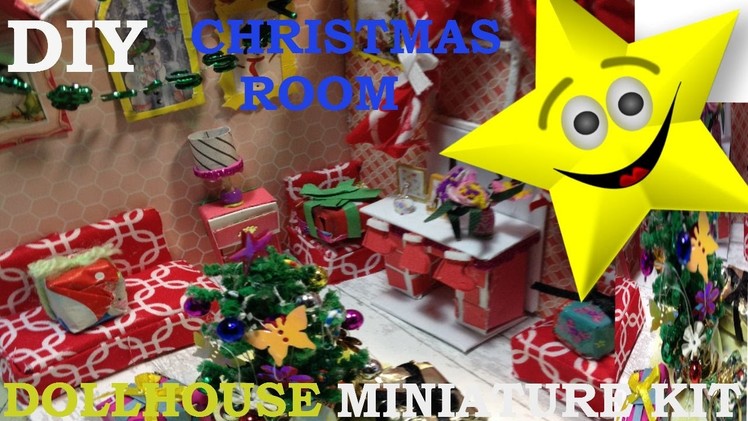 DIY DollHouse Cute Miniature Kit.Chistmas Living room. How To Make a Christmas room
