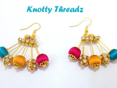 | DIY | How to make Designer Silk Thread Earrings using Beads at Home | Tutorial !! Easy Way !!