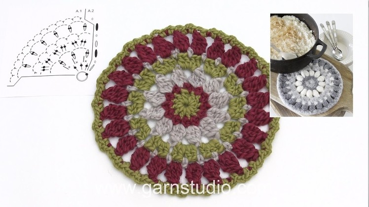 How to crochet a trivet for Christmas in DROPS Extra 0-1349
