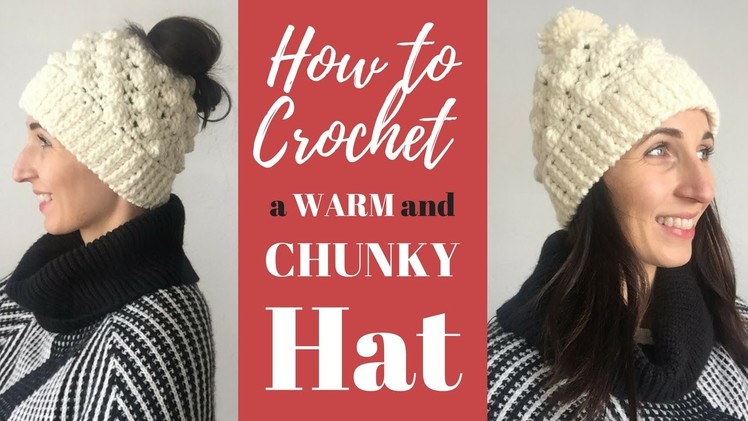 How to Crochet an Easy Textured Hat (or Messy Bun Hat!)