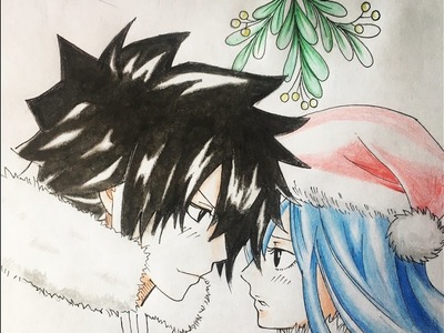 How to draw + color Gruvia (Fairy Tail) Christmas special