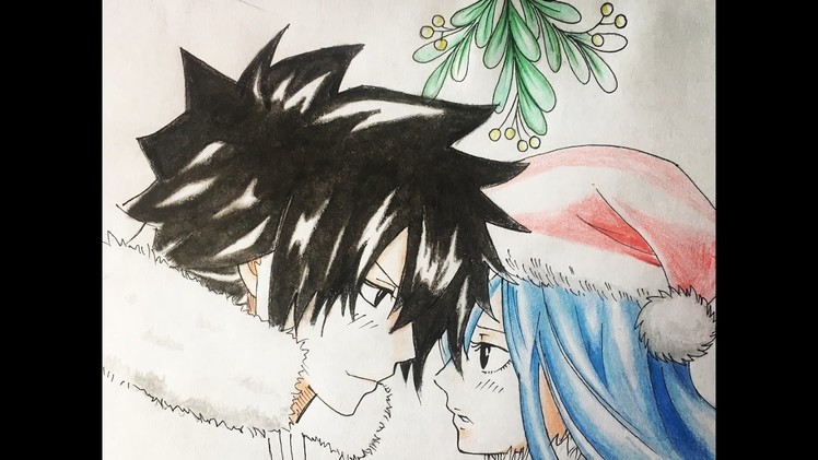 How to draw + color Gruvia (Fairy Tail) Christmas special